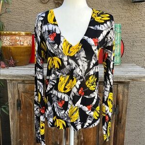 Vibrant Floral V-Neck Women's Top